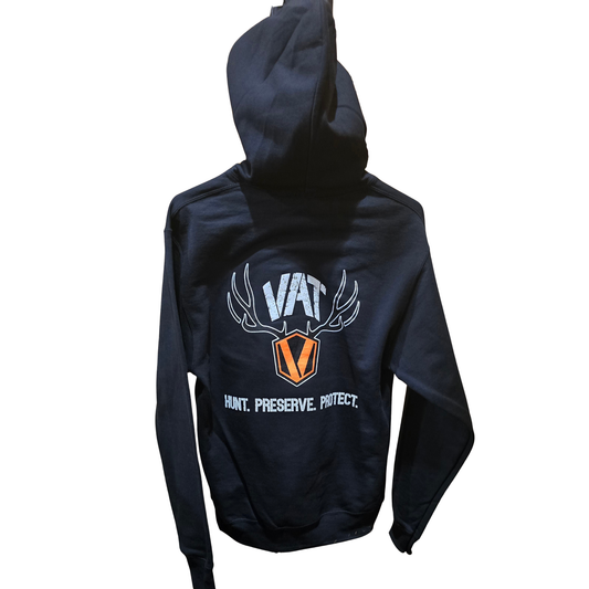 black VAT hoodie Back Graphic